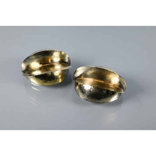 359 - Michael A Bolton - A pair of handmade gilded sterling silver 'Lips' earrings with 9ct gold posts, Lo... 