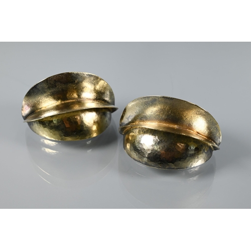 359 - Michael A Bolton - A pair of handmade gilded sterling silver 'Lips' earrings with 9ct gold posts, Lo... 