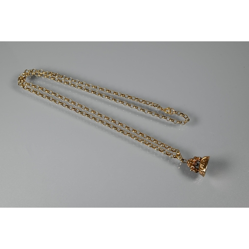 360 - A 9ct yellow gold belcher chain with fob attached, 29 cm long (closed), approx 12g all in