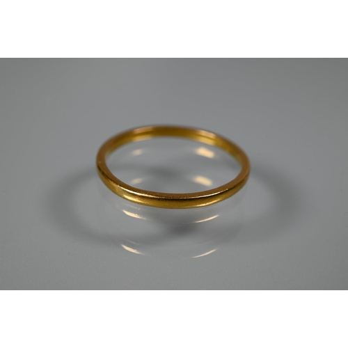 362 - Two 22ct yellow gold wedding bands, size M and P, approx 7g (2)