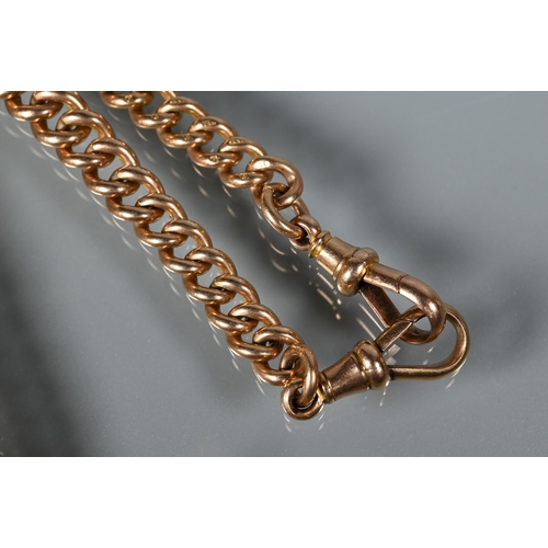 367 - A 9ct rose gold double Albert belcher chain with two swivels, one bar and fob attached, approx 68.1g