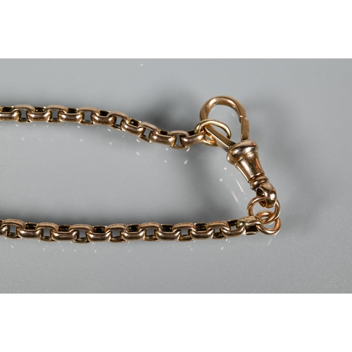 368 - A 9ct rose gold belcher guard chain with 9ct yellow gold oval locket attached, approx 38.8g all in