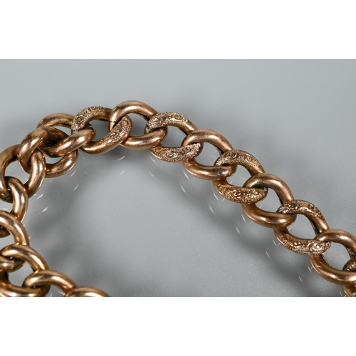 369 - A 9ct rose gold curb bracelet with padlock attached, approx 15.9g