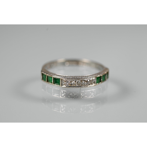 376 - Four various half eternity rings, one 18ct white gold set with seven diamonds, size M; 18ct white go... 