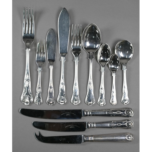 4 - A canteen containing a quantity of electroplated Kings Pattern flatware and cutlery for eight settin... 