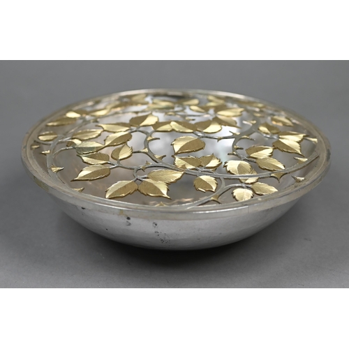 51 - Angus McFadyen: a contemporary design Scottish silver rose-bowl with parcel gilt rose-pierced cover,... 