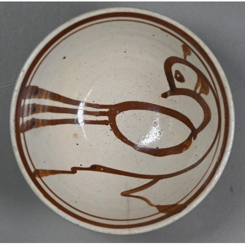 534 - Svend Bayer (b. 1946); a bowl painted with a bird, 16.5 cm diameterProv. consigned by family connect... 