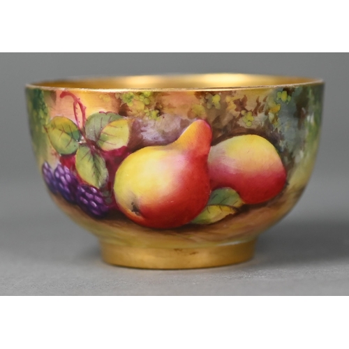 535 - A Royal Worcester small bowl painted with fruit, signed AG Moseley (George), 1928, 8 cm diameter, to... 