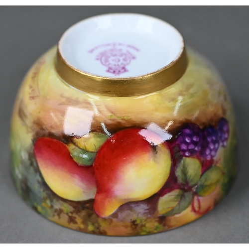 535 - A Royal Worcester small bowl painted with fruit, signed AG Moseley (George), 1928, 8 cm diameter, to... 