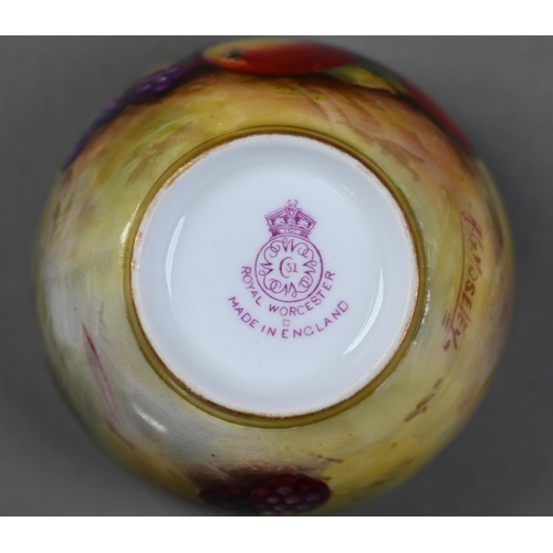 535 - A Royal Worcester small bowl painted with fruit, signed AG Moseley (George), 1928, 8 cm diameter, to... 