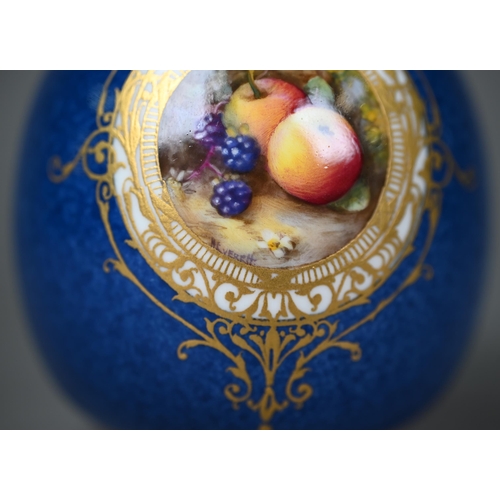 535 - A Royal Worcester small bowl painted with fruit, signed AG Moseley (George), 1928, 8 cm diameter, to... 