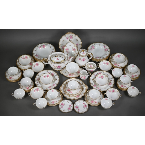 545 - An extensive Royal Crown Derby 'Royal Pinxton Roses' tea/part dinner service, 79 pieces including co... 