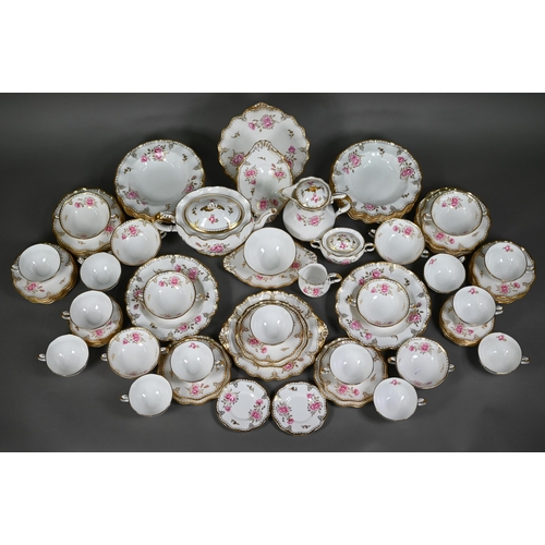 545 - An extensive Royal Crown Derby 'Royal Pinxton Roses' tea/part dinner service, 79 pieces including co... 