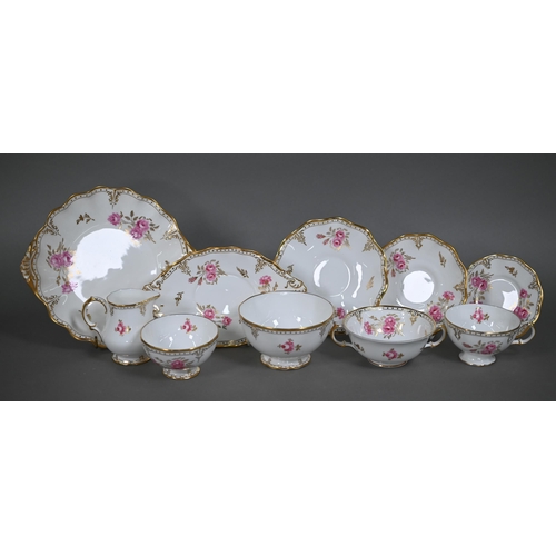 545 - An extensive Royal Crown Derby 'Royal Pinxton Roses' tea/part dinner service, 79 pieces including co... 