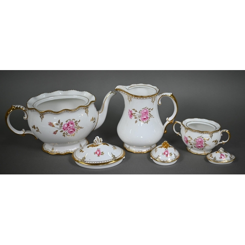 545 - An extensive Royal Crown Derby 'Royal Pinxton Roses' tea/part dinner service, 79 pieces including co... 