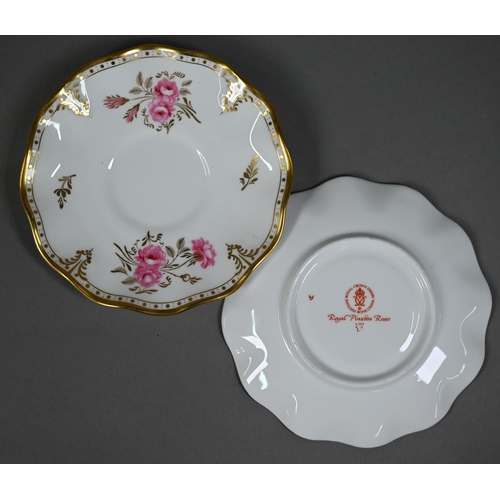 545 - An extensive Royal Crown Derby 'Royal Pinxton Roses' tea/part dinner service, 79 pieces including co... 