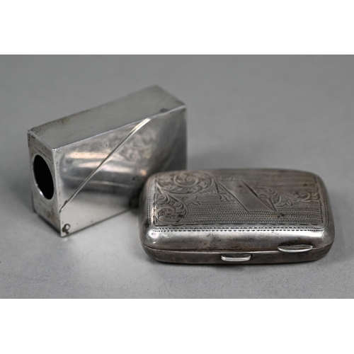 56 - A silver 'Dunhill's Design' matchbox case, Samson Mordan & Co, Chester 1914, to/w an Edwardian e... 