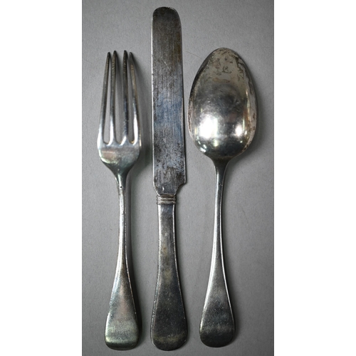 63 - A US Tiffany & Co. Sterling Christening knife, fork and spoon set, to/w a Gorham Sterling 'Butte... 