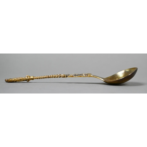 73 - A pair of 18th Century Continental silver spoons, the finials cast with figures symbolising Maritime... 