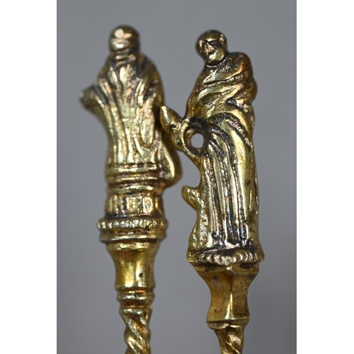 73 - A pair of 18th Century Continental silver spoons, the finials cast with figures symbolising Maritime... 