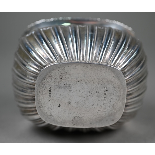 83 - An Edwardian silver half-reeded and fluted sugar basin with hinged cover, Horace Woodward & Co L... 