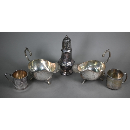 9 - A pair of loaded silver 18cm candlesticks, London import 1991 and a small silver 'shoe' pin-cushion,... 