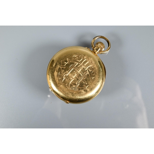 425 - An 18ct half hunter pocket watch, with roman numeral dial with subsidiary seconds, crown wind moveme... 