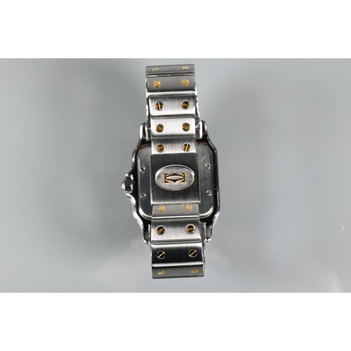 431 - A Cartier Santos Carree gold and stainless steel square wristwatch, quartz movement with calendar ap... 