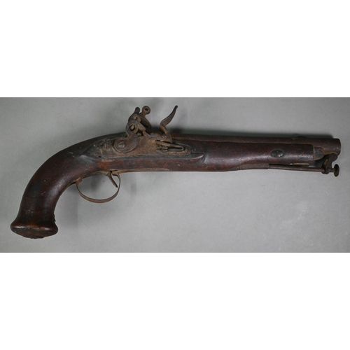 1001 - A 19th century Ottoman percussion pistol with 20 cm barrel, swivel ram rod and walnut fullstock with... 