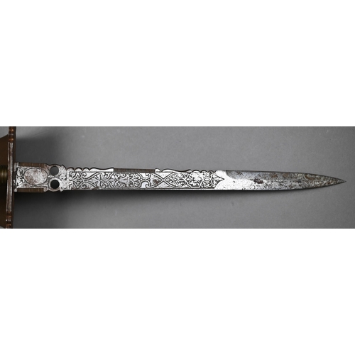 1007 - A Toledo steel dueller's gauche (left-handed parrying dagger), with etched decoration overall and wi... 