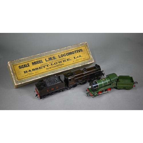 1020 - A boxed Bassett-Lowke scale model L.M.S. 4-4-0 electric locomotive and tender, lightly played-with, ... 