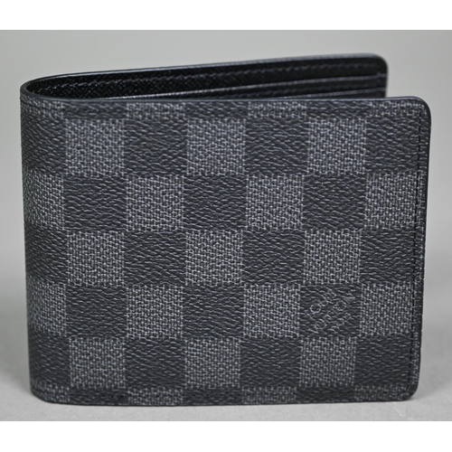 1023 - Louis Vuitton - A gent's black and grey folding wallet, with protective pouch and cardboard box