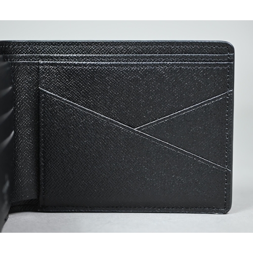 1023 - Louis Vuitton - A gent's black and grey folding wallet, with protective pouch and cardboard box