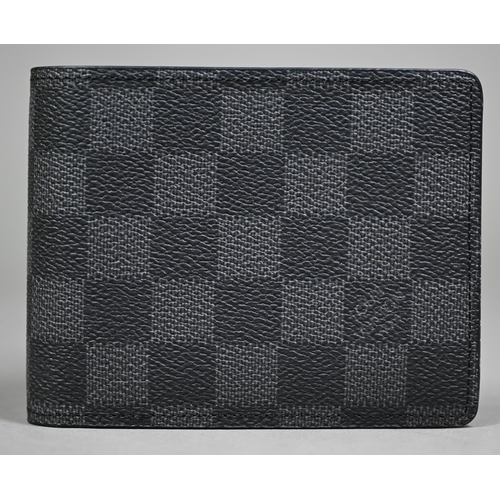 1023 - Louis Vuitton - A gent's black and grey folding wallet, with protective pouch and cardboard box