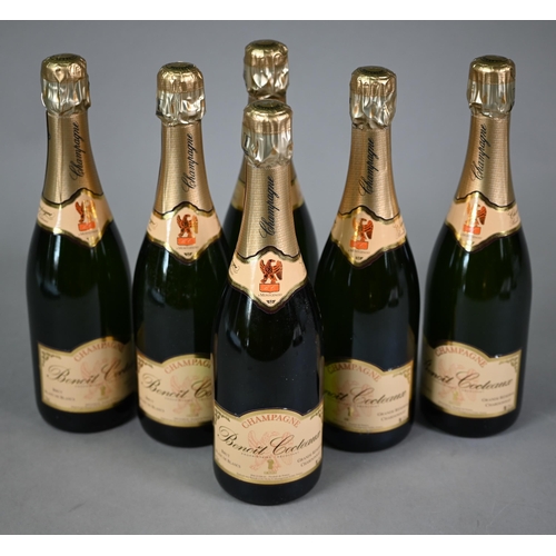 1032 - Six bottles of Benoit Cocteaux Grand Reserve Chardonnay Champagne (750ml) (6)