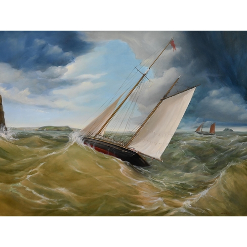 600 - Stephen Dooley (20th century) - 'Pilgrim', large marine landscape, oil on canvas, signed lower right... 