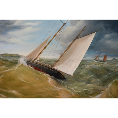 600 - Stephen Dooley (20th century) - 'Pilgrim', large marine landscape, oil on canvas, signed lower right... 