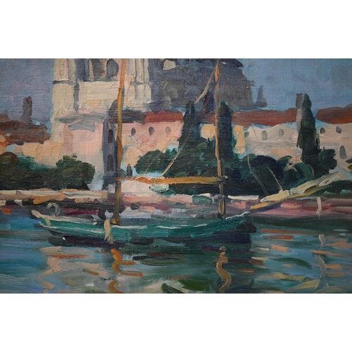 606 - Venetian view, oil on canvas, unsigned, 46 x 54 cm (unframed)
