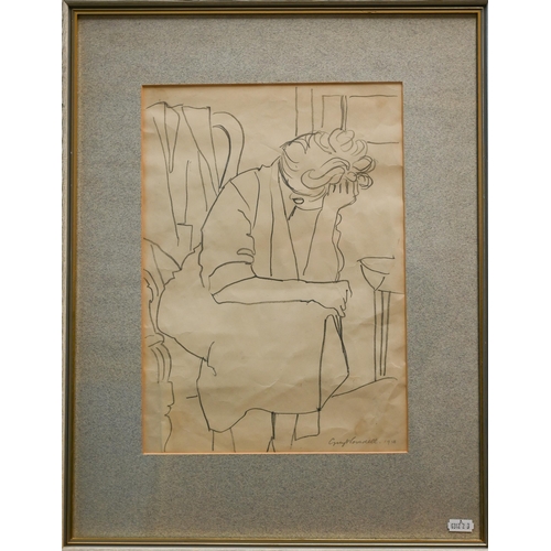 617 - Guy Worsdell (1908-78) - Figurative sketch of seated woman, pencil, signed and dated 1958 lower righ... 