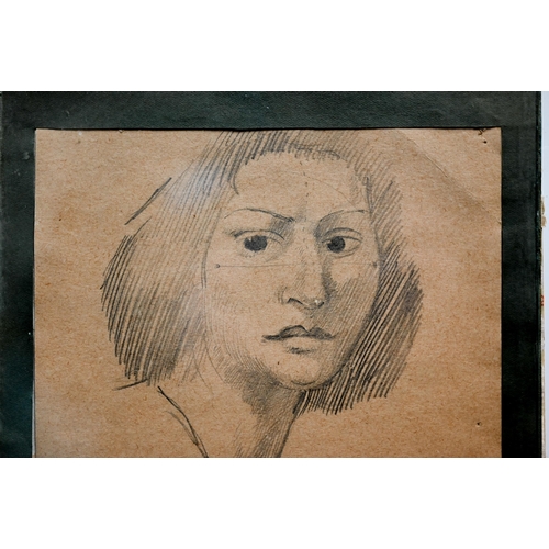 628 - Mervyn Peak attrib. (1911-1968) - Pencil study of a woman's head, unsigned, 16.5 x 15 cm