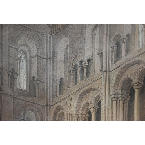 660 - J Buckler (1770-1851) - 'The North Transept of Winchester Cathedral', watercolour, signed lower righ... 