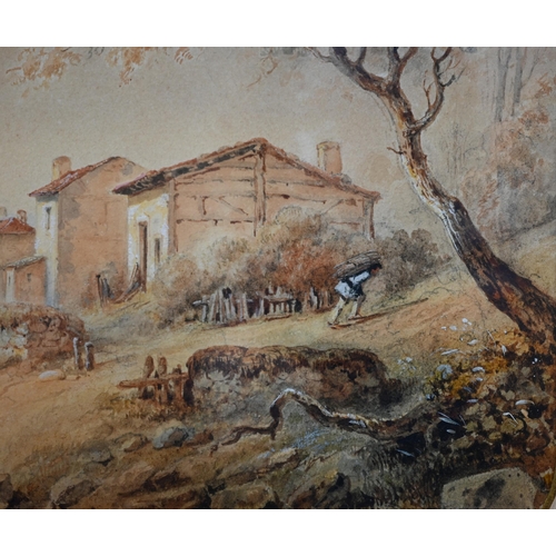 661 - Collignon - A pair of early 19th century French landscapes, watercolour, signed, 16.5 x 24 cm (2)