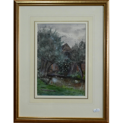671 - John Mackintosh Mackintosh (1847-1913) - Mill scene near Wickhambreaux, Kent', watercolour, signed w... 