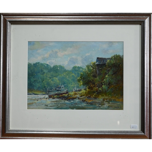 675 - B A Peckham (b 1945) - Banks of the Esk, Yorkshire, oil on board, signed lower right and dated '99, ... 