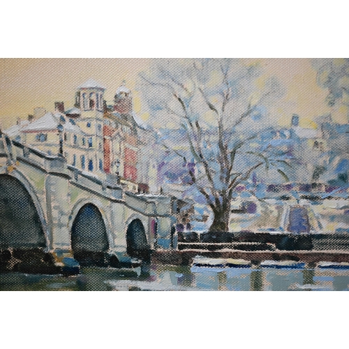 676 - Nancy Petley-Jones (b 1953) - 'Morning Light, Richmond', oil on canvas, signed with initials and dat... 