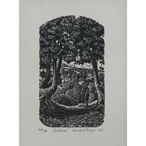 689 - Howard Phipps (b 1954) - 'Selborne', woodcut, ltd ed 40/100, pencil signed and dated 1988, 14 x 10 c... 
