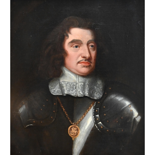 699 - 19th century English school - Portrait of a Cromwellian gentleman with shoulder armour plates and me... 
