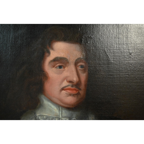 699 - 19th century English school - Portrait of a Cromwellian gentleman with shoulder armour plates and me... 