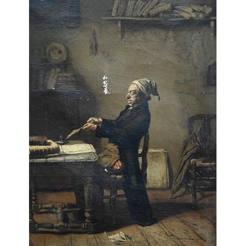 701 - After Frans Meerts (1836-1898) - The Scribe, oil on canvas, 39.5 x 30 cm