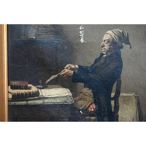 701 - After Frans Meerts (1836-1898) - The Scribe, oil on canvas, 39.5 x 30 cm